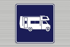 Panneau signalétique - Panneau de signalisation camping car - 300 x 300 mm - PVC - bleu-marine-blanc - none - secteur-tourisme-camping-car-001-3