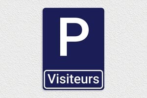 Signalétique pour le tourisme - Panneau parking visiteurs - 300 x 400 mm - PVC - bleu-marine-blanc - none - secteur-tourisme-camping-parking-001-3