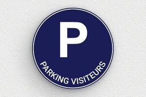 Signalétique pour le tourisme - Panneau rond parking visiteurs - 300 x 300 mm - PVC - bleu-marine-blanc - none - secteur-tourisme-camping-parking-002-3