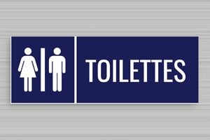 Panneau horaire d'ouverture - Panneau toilettes - 210 x 75 mm - PVC - 210 x 75 mm - PVC - bleu-marine-blanc - glue - secteur-tourisme-camping-sanitaire-001-3