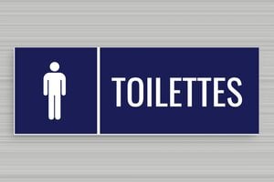 Signalétique pour le tourisme - Panneau toilettes homme - 210 x 75 mm - PVC - bleu-marine-blanc - glue - secteur-tourisme-camping-sanitaire-003-3