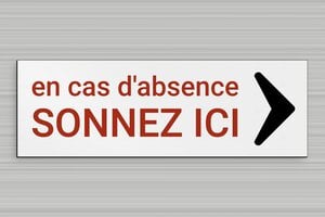 Panneau absence - Panneau absence sonnez ici - 300 x 100 mm - PVC - gris-noir - glue - secteur-tourisme-hotel-absence-001-3