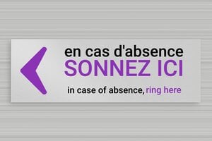 Panneau absence - Plaque d'absence - 300 x 100 mm - Aluminium - anodise - glue - secteur-tourisme-hotel-absence-002-3