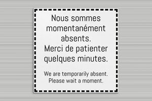 Panneau absence - Panneau momentanément absents - 300 x 300 mm - PVC - gris-noir - glue - secteur-tourisme-hotel-absence-003-3