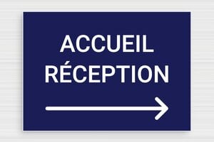 Panneau de signalisation - Plaque accueil réception à droite - 210 x 150 mm - PVC - bleu-marine-blanc - glue - secteur-tourisme-hotel-flechage-005-3