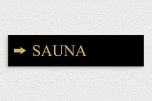 Signalétique directionnelle - Panneau directionnel sauna - 300 x 70 mm - PVC - noir-or - glue - secteur-tourisme-hotel-flechage-009-3
