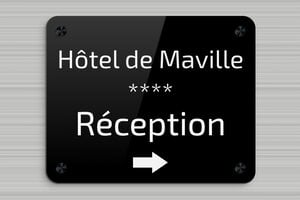 Signalétique pour le tourisme - secteur-tourisme-hotel-reception-006-3 - 250 x 200 mm - noir-blanc - screws-caps - secteur-tourisme-hotel-reception-006-3