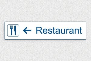 Signalétique Extérieure - Plaque directionnelle restaurant - 300 x 65 mm - PVC - blanc-bleu - none - secteur-tourisme-restaurant-005-3