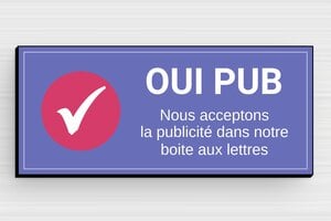 Plaque boîte aux lettres Oui pub - Plaque oui pub - 80 x 35 mm - PVC - custom - glue - sign-ouipub-008-1