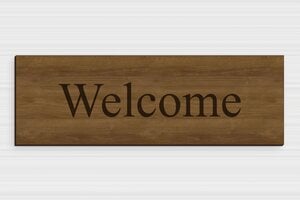 Plaque de bienvenue pour porte d'entrée - Plaque welcome - 300 x 100 mm - Bois - noyer - glue - signe-parti-entree-012-1