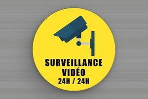 Panneau maison - Plaque ronde surveillance vidéo - 200 x 200 mm - PVC - custom - glue - signparti-alarme-securite-quadri-004-3