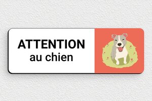 Panneau chien méchant - Plaque attention au chien - 150 x 50 mm - PVC - custom - glue - signparti-panneau-attention-chien-americanstaff-005-3