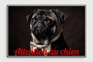 Attention au chien - Plaque attention au chien - 250 x 165 mm - PVC - custom - glue - signparti-panneau-attention-chien-bouledogue-008-3