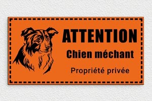 Attention au chien - Plaque attention chien méchant - 300 x 150 mm - PVC - orange-noir - glue - signparti-panneau-attention-chien-bouvierbernois-012-3