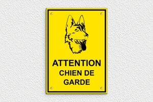 Attention au chien - Plaque attention chien de garde - 150 x 210 mm - PVC - jaune-noir - screws - signparti-panneau-attention-chien-garde-002-1