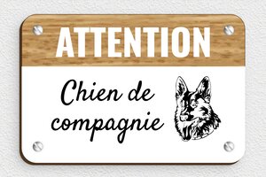 Pancarte Chien humour - Attention chien de compagnie - 150 x 100 mm - Bois - chene - screws - signparti-panneau-attention-chien-humour-003-1