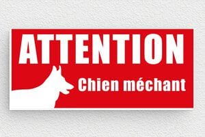Attention au chien - Plaque attention chien méchant - 80 x 35 mm - PVC - rouge-blanc - glue - signparti-panneau-attention-chien-malinois-003-3