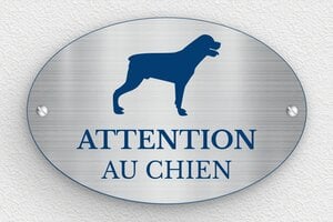 Panneau chien méchant - Plaque ovale attention au chien - 150 x 100 mm - PVC - acier-bleu - screws - signparti-panneau-attention-chien-rottweiler-007-3