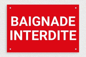 Panneau baignade interdite - Panneau baignade interdite - 300 x 200 mm - PVC - rouge-blanc - screws - signparti-panneau-baignade-interdite-002-1