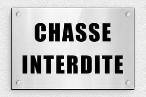 Panneau chasse interdite - Plaque chasse interdite - 150 x 100 mm - PVC - gris-brillant-noir - screws - signparti-panneau-chasse-interdite-003-1