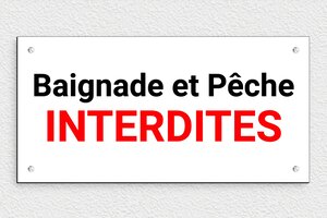 Panneau étang privé - Plaque baignade et pêche interdites - 300 x 150 mm - PVC - custom - screws - signparti-panneau-peche-interdite-007-1