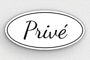 Panneau piscine privée - Plaque ovale privé - 120 x 60 mm - PVC - blanc-noir - glue - signparti-panneau-prive-013-1