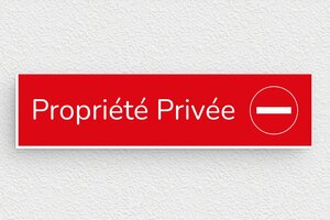 Plaque propriété privée - Plaque propriété privée - 100 x 25 mm - PVC - rouge-blanc - glue - signparti-panneau-prive-031-1