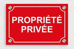 Plaque propriété privée - Plaque propriété privée - 210 x 140 mm - PVC - rouge-blanc - screws-caps - signparti-panneau-prive-044-1