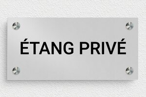 Panneau étang privé - Plaque étang privé - 210 x 100 mm - Aluminium - anodise - screws-spacer - signparti-panneau-prive-etang-002-1