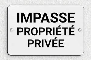 Panneau voie privée sans issue - Plaque impasse propriété privée - 150 x 100 mm - PVC - gris-noir - screws - signparti-panneau-prive-impasse-008-1