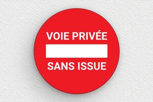 Panneau voie privée sans issue - Panneau rond voie privée sans issue - 150 x 150 mm - PVC - custom - glue - signparti-panneau-prive-impasse-012-1