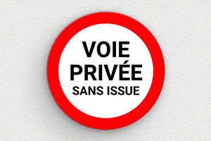 Panneau voie privée sans issue - Plaque ronde voie privée sans issue - 150 x 150 mm - PVC - custom - glue - signparti-panneau-prive-impasse-014-1