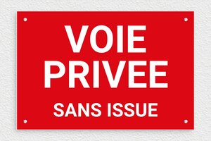 Panneau voie privée sans issue - Panneau voie privée sans issue - 300 x 200 mm - PVC - rouge-blanc - screws - signparti-panneau-prive-impasse-015-1