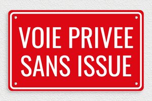 Panneau voie privée sans issue - Panneau voie privée sans issue - 300 x 180 mm - PVC - rouge-blanc - screws - signparti-panneau-prive-impasse-016-1