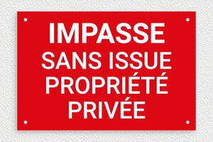 Panneau voie privée sans issue - Panneau impasse sans issue propriété privée - 300 x 200 mm - PVC - rouge-blanc - screws - signparti-panneau-prive-impasse-020-1