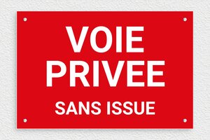 Panneau voie privée sans issue - Plaque voie privée sans issue - 300 x 200 mm - PVC - rouge-blanc - screws - signparti-panneau-prive-impasse-023-1