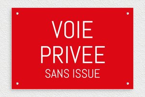 Panneau voie privée sans issue - Plaque voie privée sans issue - 300 x 200 mm - PVC - rouge-blanc - screws - signparti-panneau-prive-impasse-025-1