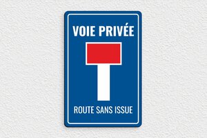 Panneau voie privée sans issue - Plaque voie privée route sans issue - 140 x 210 mm - PVC - custom - glue - signparti-panneau-prive-impasse-027-1