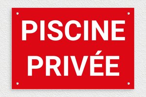 Panneau piscine privée - Panneau piscine privée - 300 x 200 mm - PVC - rouge-blanc - screws - signparti-panneau-prive-piscine-001-1