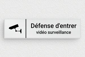 Plaque propriété privée - Plaque défense d'entrer vidéo surveillance - 100 x 25 mm - Aluminium - brosse - glue - signparti-panneau-prive-video-004-1