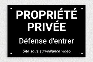 Plaque propriété privée - Panneau propriété privée site sous surveillance vidéo - 300 x 200 mm - PVC - noir-blanc - screws - signparti-panneau-prive-video-005-1