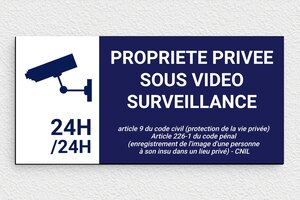 Plaque maison sous videosurveillance - Plaque propriété privée sous vidéo surveillance - 210 x 100 mm - PVC - custom - glue - signparti-panneau-prive-video-006-1