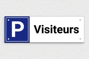 Panneau ne pas stationner - Plaque parking visiteurs - 300 x 100 mm - PVC - custom - screws - signparti-panneau-stationnement-005-1