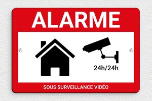 Plaque Maison sous alarme - Plaque alarme - 210 x 140 mm - PVC - custom - screws - signparti-panneau-surveillance-alarme-001-1
