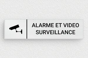 Plaque Maison sous alarme - Plaque alarme et vidéo surveillance - 100 x 25 mm - Aluminium - brosse - glue - signparti-panneau-surveillance-alarme-003-1