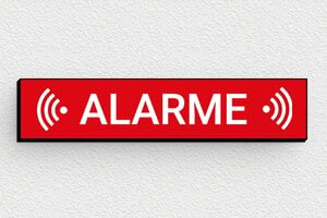 Panneau maison sous surveillance - Plaque alarme - 70 x 15 mm - PVC - custom - glue - signparti-panneau-surveillance-alarme-autocollant-001-1