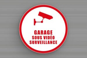 Panneau maison - signparti-panneau-surveillance-garage-001-3 - 200 x 200 mm - blanc-rouge - glue - signparti-panneau-surveillance-garage-001-3