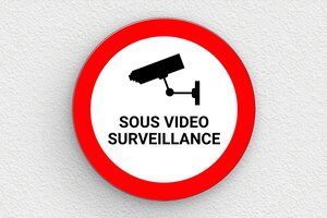 Plaque garage sous video surveillance - Plaque ronde sous vidéo surveillance - 150 x 150 mm - PVC - custom - glue - signparti-panneau-surveillance-garage-004-1