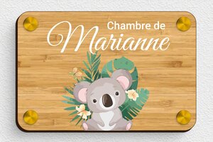 Plaque de porte animaux - signparti-porte-animaux-koala-004-1 - 150 x 100 mm - bambou - screws-spacer - signparti-porte-animaux-koala-004-1