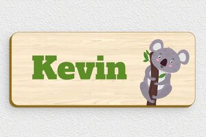 Plaque de porte animaux - signparti-porte-animaux-koala-005-3 - 150 x 60 mm - erable - glue - signparti-porte-animaux-koala-005-3